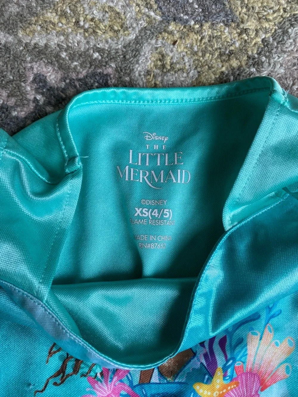 Disney Little Mermaid Turquoise Girls Nightgown with Mermaid Graphic - Picture 4 of 7